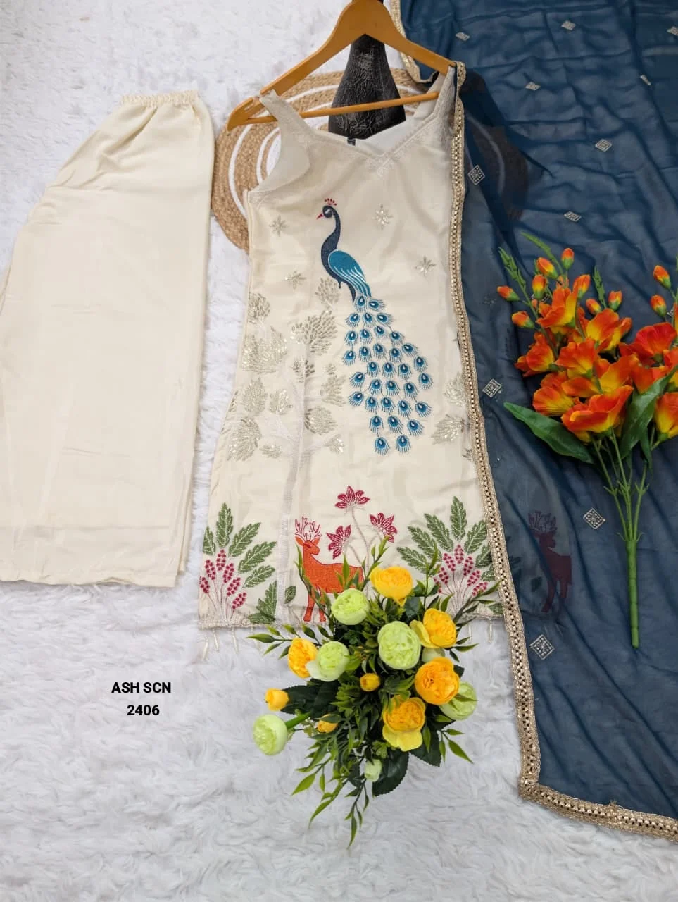 EMBROIDERY WORK WOMEN'S PURE FRENCH CRAPE KURTA SET'S